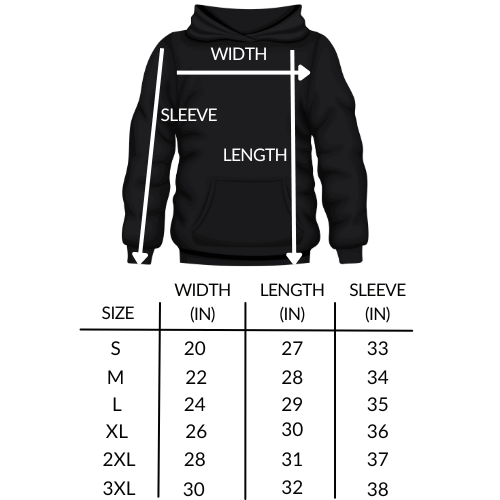 Chart size of Muay Thai Lion Fighters hoodie