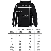 Chart size of the  Nak Muay - Shark Fighting Club hoodie.